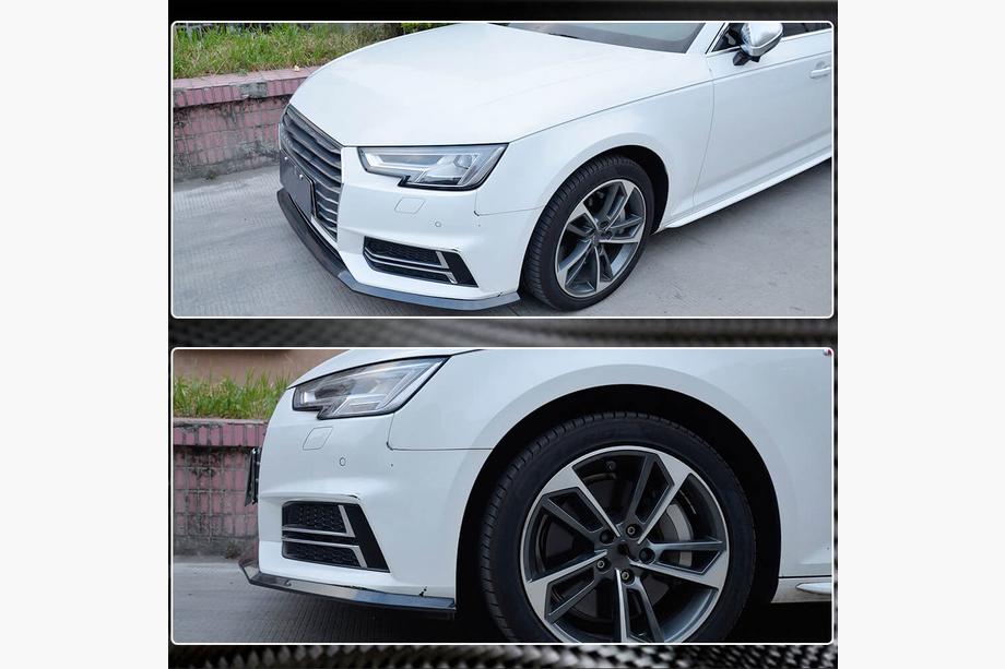 Audi A4 B9 2015-2024 рр. Накладка на передній бампер Lip V4 (для S-Line Sedan 2015-2019, Карбон) Фото 4