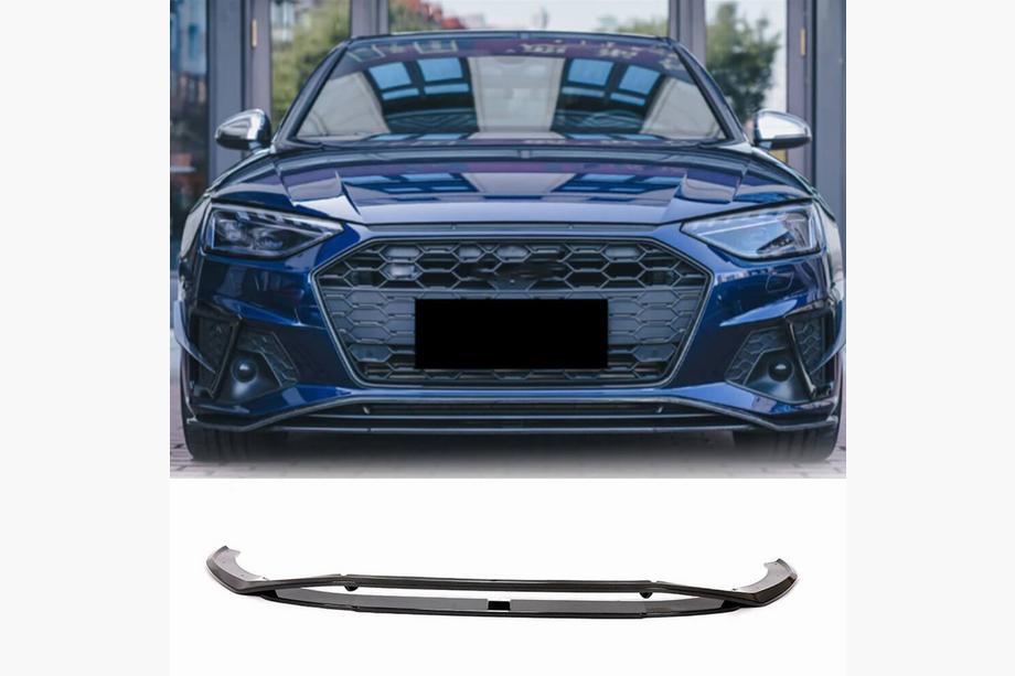 Audi A4 B9 2015-2024 рр. Накладка на передній бампер Lip V2 (для S-Line Sedan 2019-2024, Карбон) Фото 1