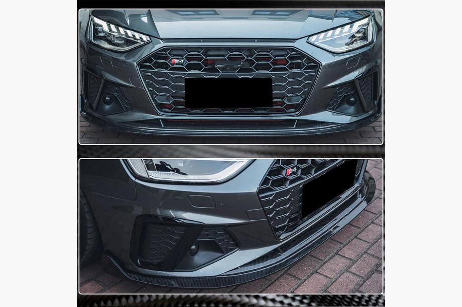 Audi A4 B9 2015-2024 рр. Накладка на передній бампер Lip V1 (для S-Line Sedan 2019-2024, Карбон) Фото 4