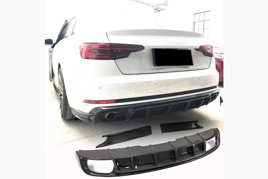 Audi A4 B9 2015-2024 рр. Дифузор заднього бампера (для S4 2017-2020, Карбон) Фото 1