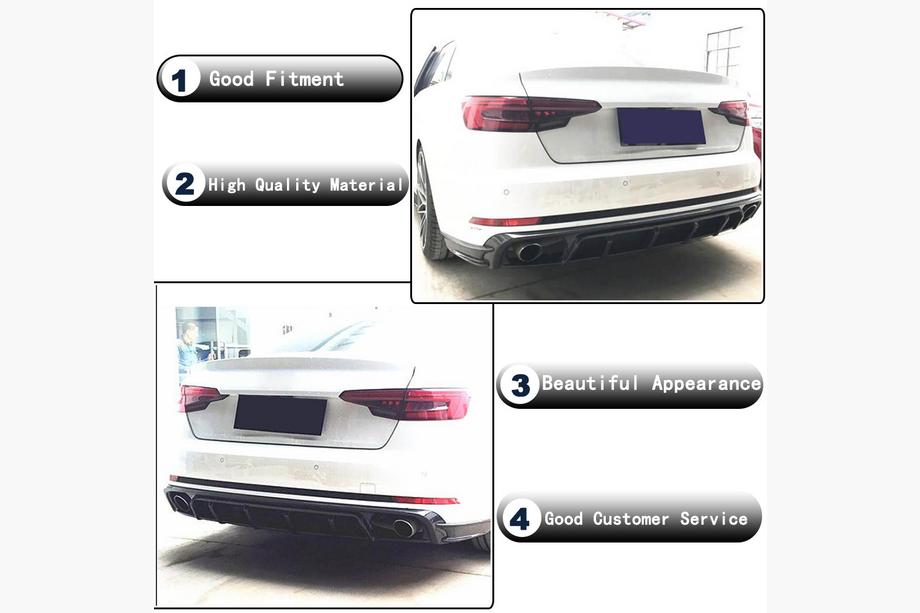 Audi A4 B9 2015-2024 рр. Дифузор заднього бампера (для S4 2017-2020, Карбон) Фото 2