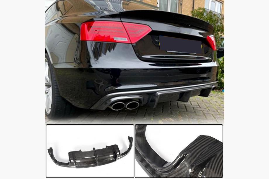 Audi A5 2007-2015 рр. Дифузор заднього бампера V3 (для S-Line 2012-2015, Карбон) Фото 1