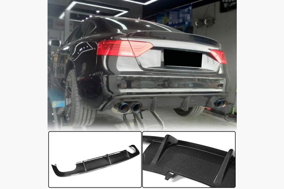 Audi A5 2007-2015 рр. Дифузор заднього бампера V1 (для S-Line 2012-2015, Карбон) Image