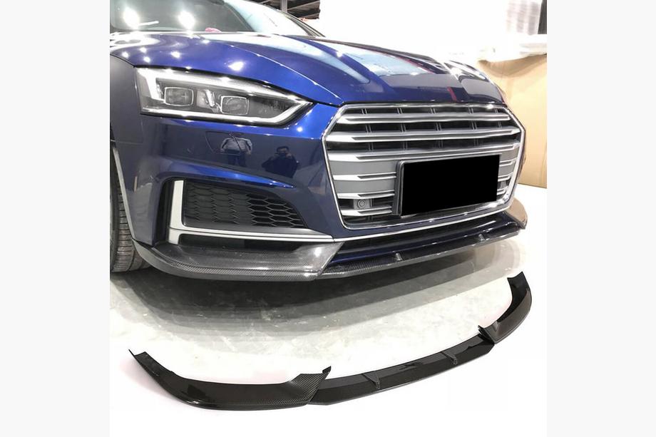 Audi A5 2016-2025 рр. Накладка на передній бампер Lip (для S-Line купе/кабріолет 2016-2020, Карбон) Фото 1