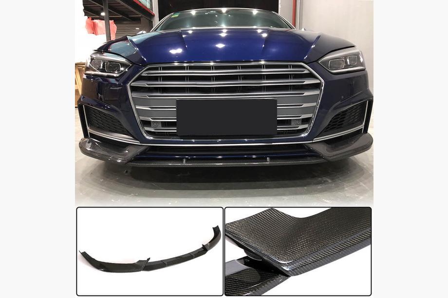 Audi A5 2016-2025 рр. Накладка на передній бампер Lip (для S-Line купе/кабріолет 2016-2020, Карбон) Фото 2