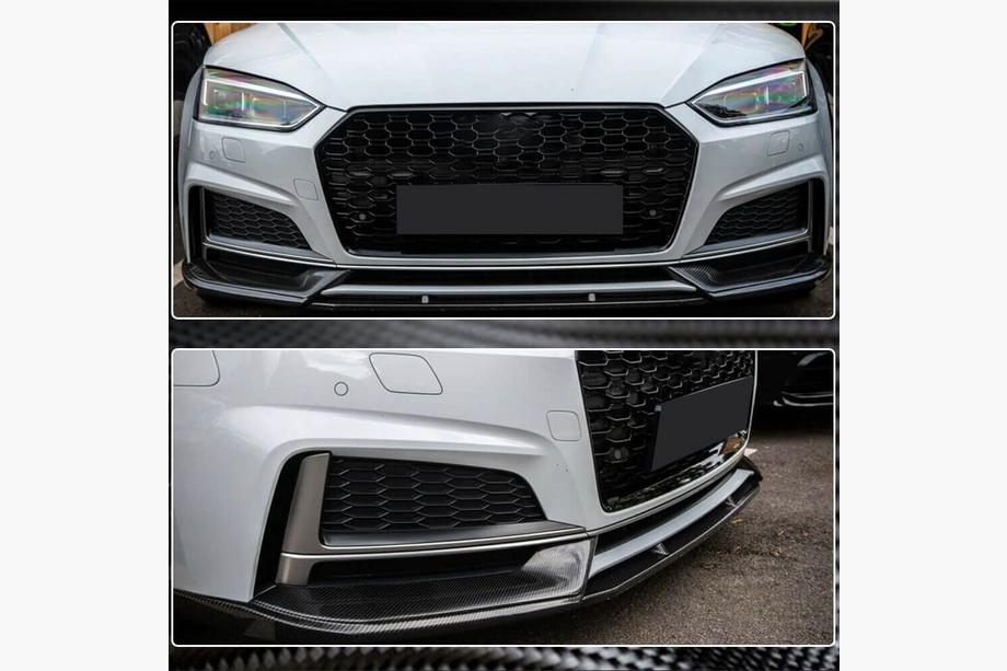 Audi A5 2016-2025 рр. Накладка на передній бампер Lip (для S-Line купе/кабріолет 2016-2020, Карбон) Фото 6