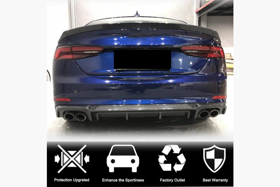 Audi A5 2016-2025 рр. Дифузор заднього бампера (для S-Line 2016-2020, Пластик) Фото 4