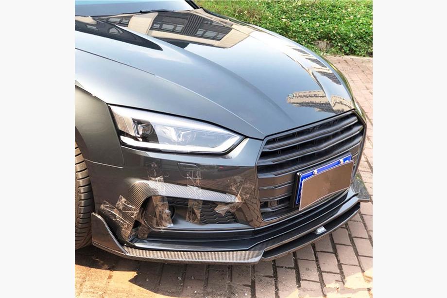 Audi A5 2016-2025 рр. Накладка на передній бампер Lip V2 (для S-Line 2021-2025, Карбон) Фото 2