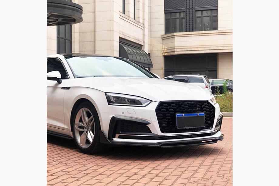 Audi A5 2016-2025 рр. Накладка на передній бампер Lip V2 (для S-Line 2021-2025, Карбон) Фото 4