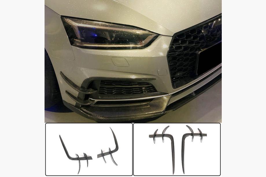 Audi A5 2016-2025 рр. Накладки на передній бампер Flap V2 (для S-Line 2016-2020, Карбон) Фото 1