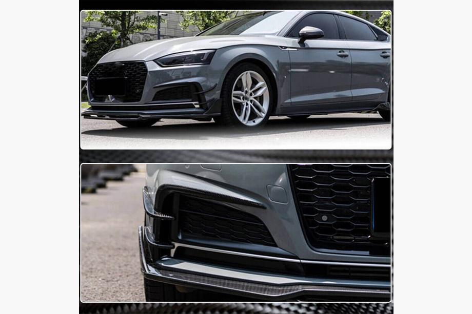 Audi A5 2016-2025 рр. Накладки на передній бампер Flap V2 (для S-Line 2016-2020, Карбон) Фото 5