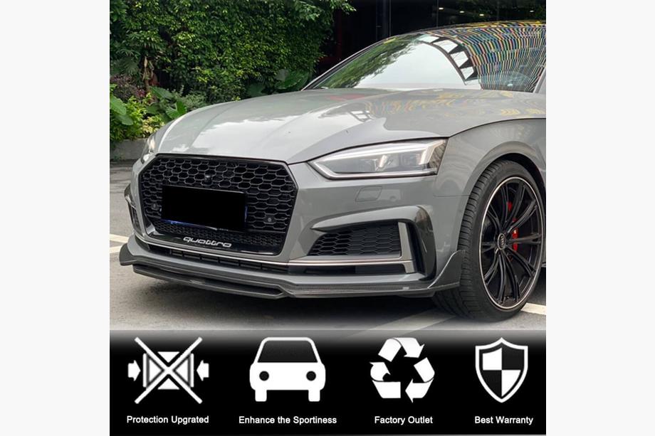 Audi A5 2016-2025 рр. Накладки на передній бампер Flap V1 (для S-Line 2016-2020, Карбон) Фото 4