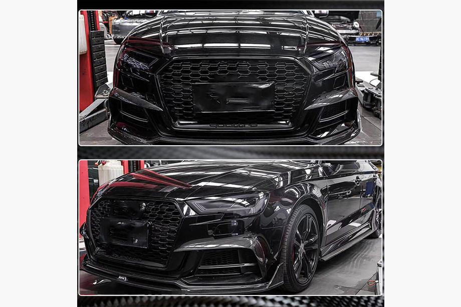 Audi A5 2016-2025 рр. Накладки на передній бампер Flap V1 (для S-Line 2016-2020, Карбон) Фото 6