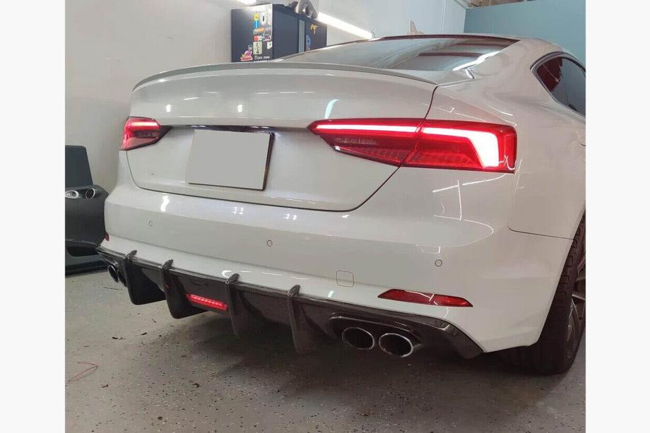 Audi A5 2016-2025 рр. Дифузор заднього бампера V1 (для S-Line 2016-2020, Карбон) Фото 2
