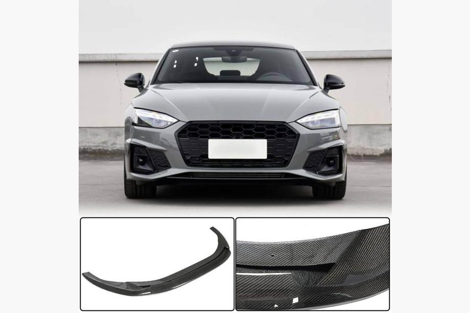 Audi A5 2016-2025 рр. Накладка на передній бампер Lip V3 (для S-Line 2021-2025, Карбон) Image