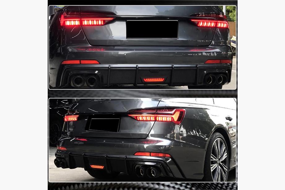 Audi A6 C7 2011-2017 рр. Дифузор заднього бампера Карбон (для S-Line 2014-2018) Фото 1