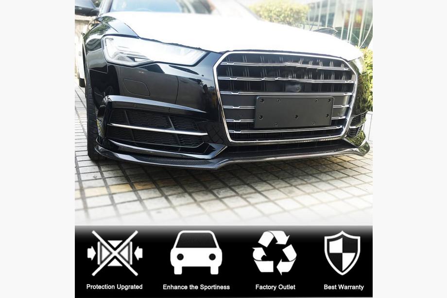 Audi A6 C7 2011-2018 рр. Накладка на передній бампер Lip Карбон V3 (для S-Line 2014-2018) Фото 2