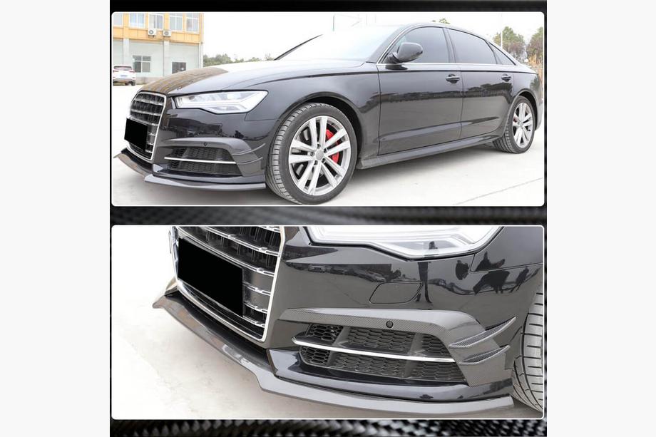 Audi A6 C7 2011-2018 рр. Накладка на передній бампер Lip Карбон V3 (для S-Line 2014-2018) Фото 3