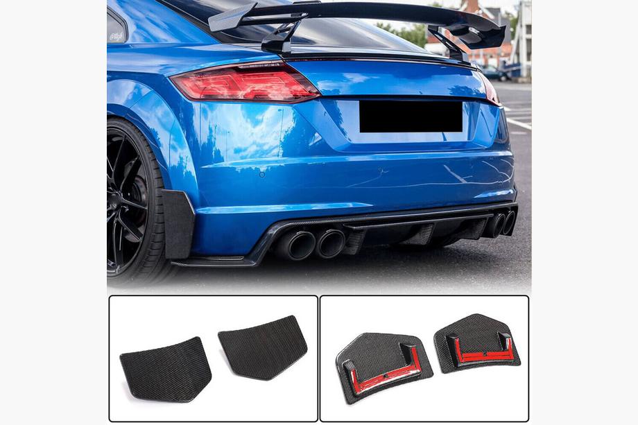 Audi TT 2014-2023 рр. Накладки на задній бампер Flap (для S-line/TTS/TTRS, 2014-2019, Карбон) Фото 1