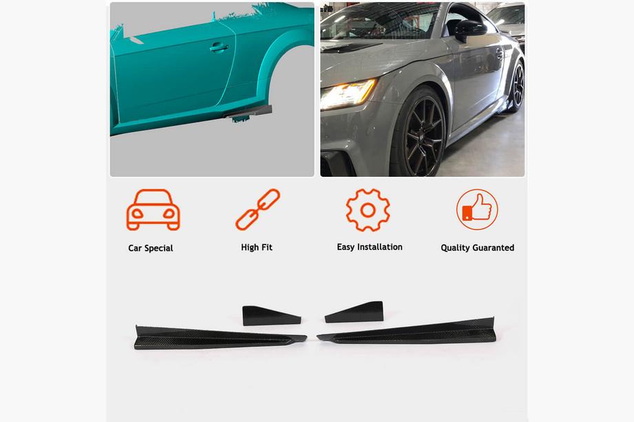 Audi TT 2014-2023 рр. Бокові пороги (2014-2019, Карбон) Фото 2