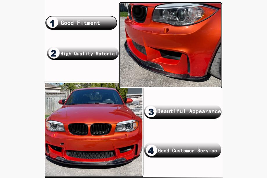 BMW 1 серія E81/E82/E87/E88 2004-2011 рр. Накладка на передній бампер Lip V1 (для 1M E82, Карбон) Фото 3