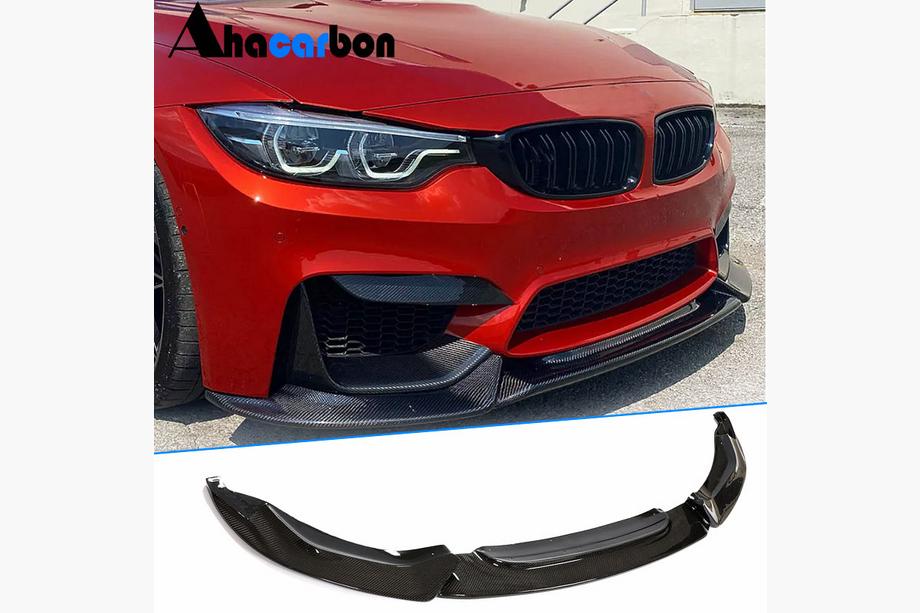 BMW 3 серія F30/F31 2012-2019 рр. Накладка на передній бампер Lip V10 (для F80, Карбон) Фото 1