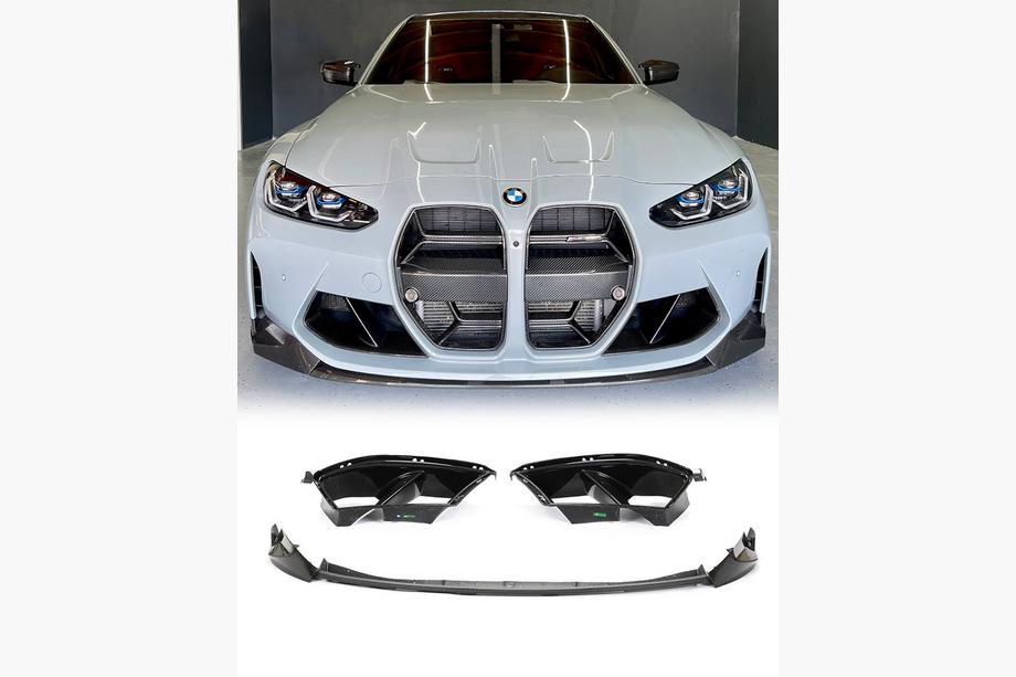 BMW 4 серія G22/23/26 2020- рр. Накладка на передній бампер Lip V4 (для G82/G83, Карбон) Фото 1
