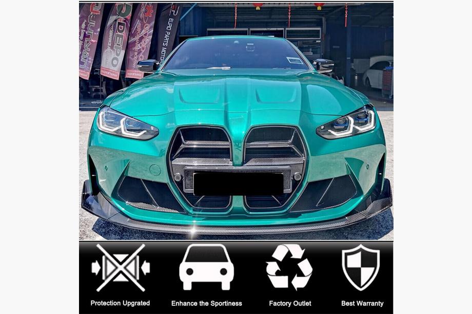 BMW 4 серія G22/23/26 2020- рр. Накладка на передній бампер Lip V6 (для G82/G83, Карбон) Фото 2