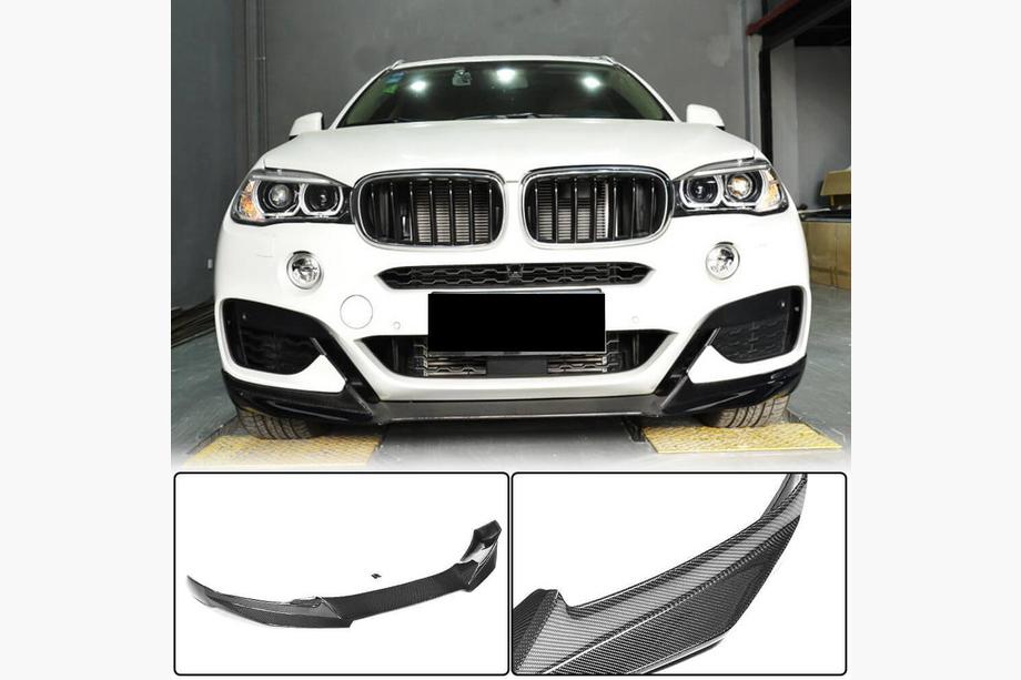 BMW X6 F16 2014-2019 рр. Накладка на передній бампер Lip (для M-Sport, Карбон) Image