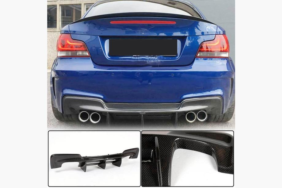 BMW 1 серія E81/E82/E87/E88 2004-2011 рр. Дифузор заднього бампера (для 1M E82, Карбон) Фото 2
