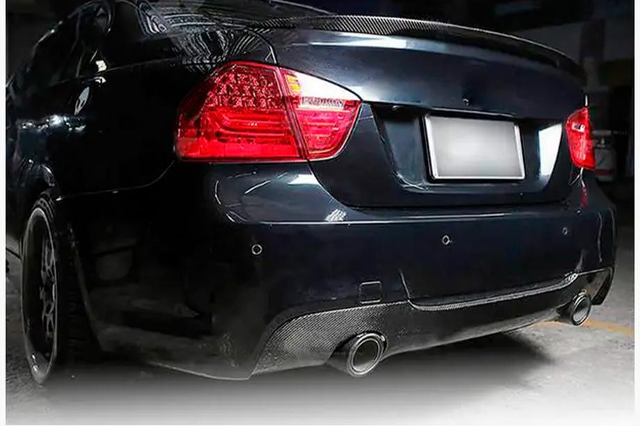 BMW 3 серія E90/E91 2005-2011 рр. Дифузор заднього бампера V3 (для E90 M-Sport, Карбон) Фото 5
