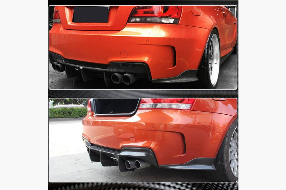 BMW 1 серія E81/E82/E87/E88 2004-2011 рр. Накладки на задній бампер Flap (для E82 1M, Карбон) Фото 3