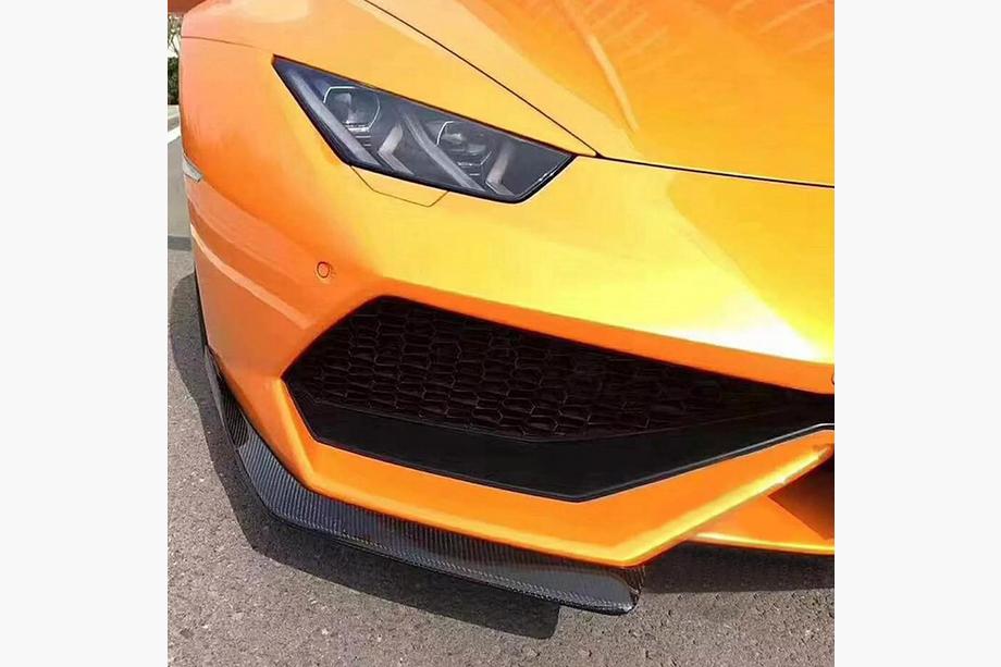 Lamborghini Huracan 2014- рр. Накладки на передній бампер Flap V1 (Карбон) Фото 3