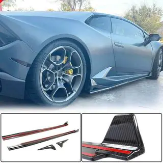 Накладки на пороги (Карбон) Lamborghini Huracan 2014- рр. фото 2