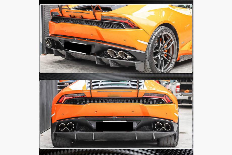 Lamborghini Huracan 2014- рр. Дифузор заднього бампера V1 (Карбон) Фото 3
