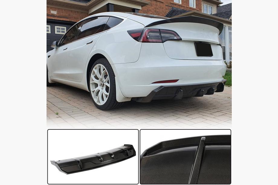 Tesla Model 3 2017- рр. Дифузор заднього бампера V1 (2017-2023, Карбон) Фото 3