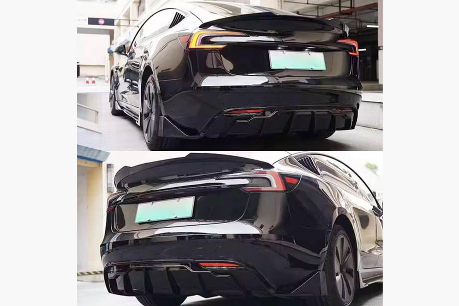 Tesla Model 3 2017- рр. Дифузор заднього бампера ABS V6 Фото 2