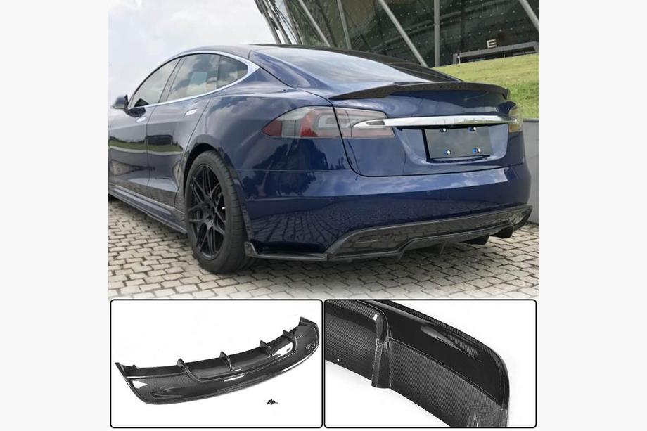 Tesla Model S 2012- рр. Дифузор заднього бампера V2 (2016-2021, Карбон) Фото 1