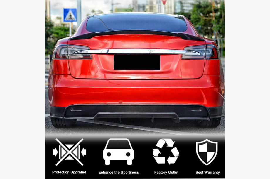 Tesla Model S 2012- рр. Дифузор заднього бампера V2 (2016-2021, Карбон) Фото 2