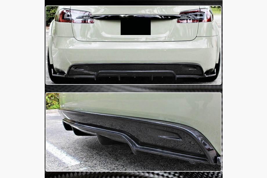 Tesla Model S 2012- рр. Дифузор заднього бампера V2 (2016-2021, Карбон) Фото 4