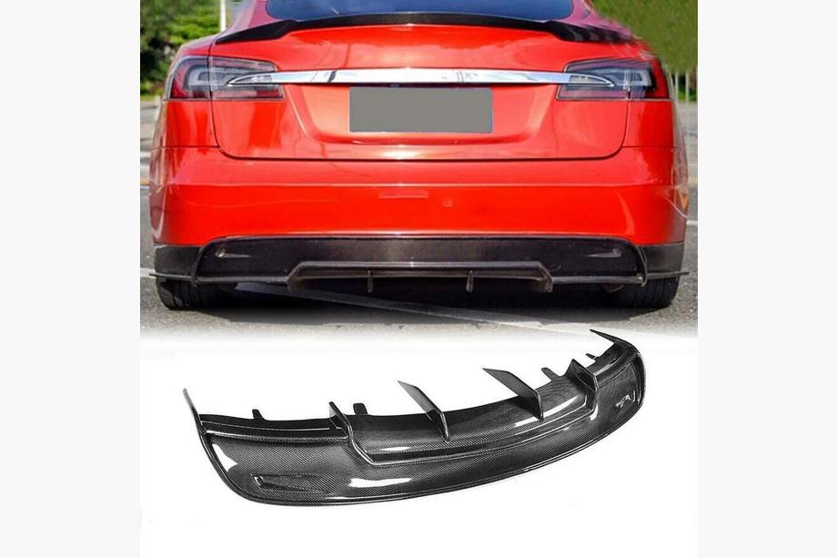Tesla Model S 2012- рр. Дифузор заднього бампера V2 (2012-2016, Карбон) Image