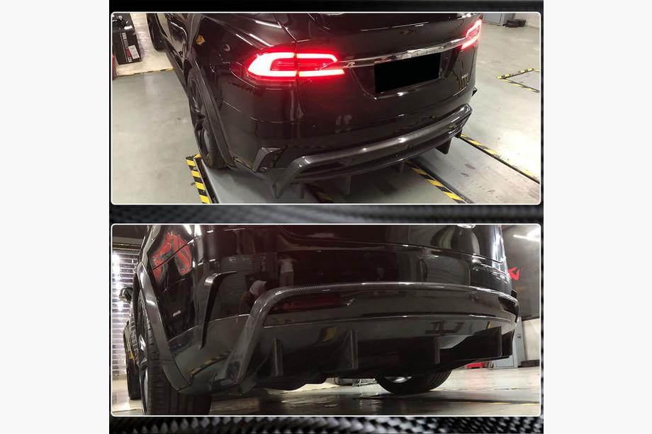 Tesla Model X 2015- рр. Дифузор заднього бампера (2015-2021, Карбон) Фото 4