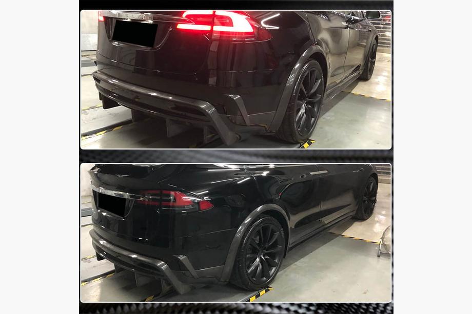 Tesla Model X 2015- рр. Дифузор заднього бампера (2015-2021, Карбон) Фото 5