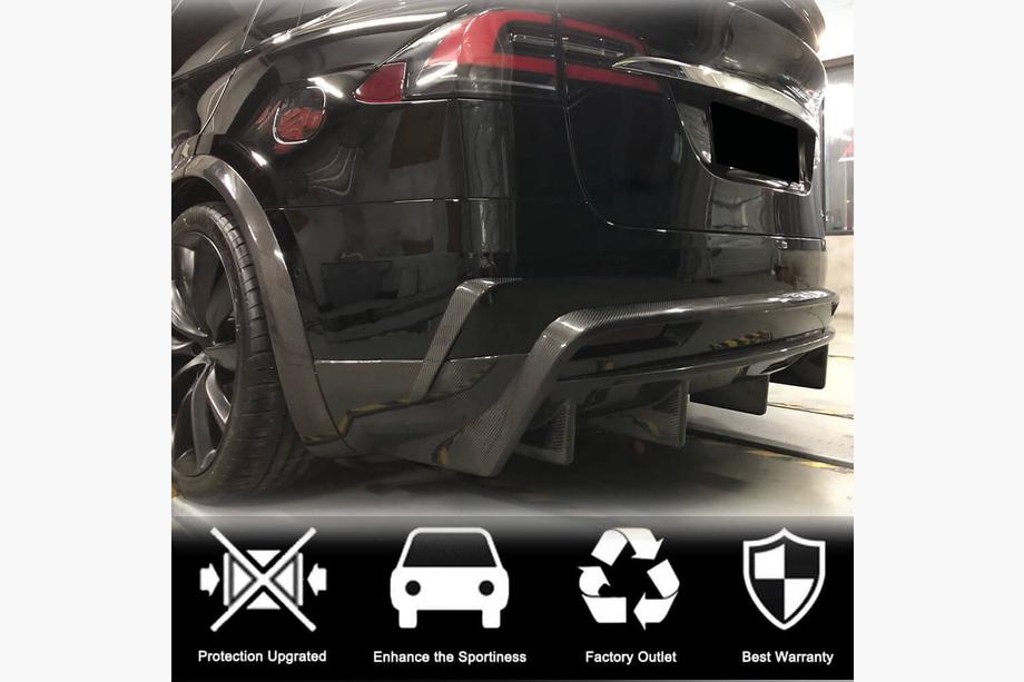 Tesla Model X 2015- рр. Дифузор заднього бампера Карбон V3 (2016-2020) Фото 3