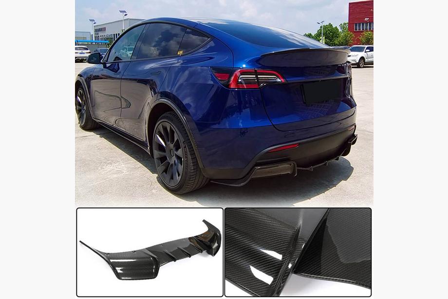 Tesla Model Y 2020- рр. Дифузор заднього бампера V2 (2020-2025, Карбон) Фото 1
