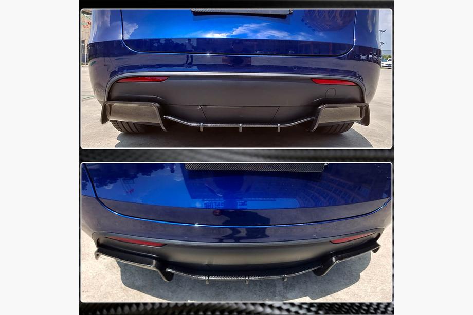 Tesla Model Y 2020- рр. Дифузор заднього бампера V2 (2020-2025, Карбон) Фото 4