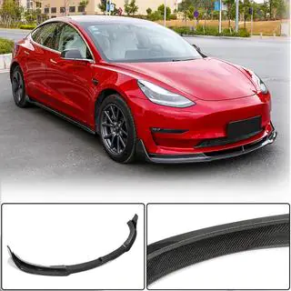 Накладка на передній бампер Lip V1 (2017-2023, Карбон) Tesla Model 3 2017- рр. фото 1