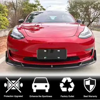 Накладка на передній бампер Lip V1 (2017-2023, Карбон) Tesla Model 3 2017- рр. фото 2