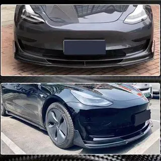 Накладка на передній бампер Lip V1 (2017-2023, Карбон) Tesla Model 3 2017- рр. фото 3
