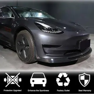 Накладка на передній бампер Lip V2 (2017-2023, Карбон) Tesla Model 3 2017- рр. фото 3